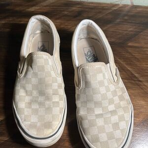 Vans Cream Checkered Flats